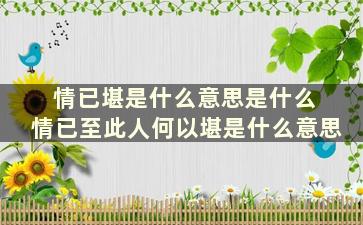 情已堪是什么意思是什么 情已至此人何以堪是什么意思